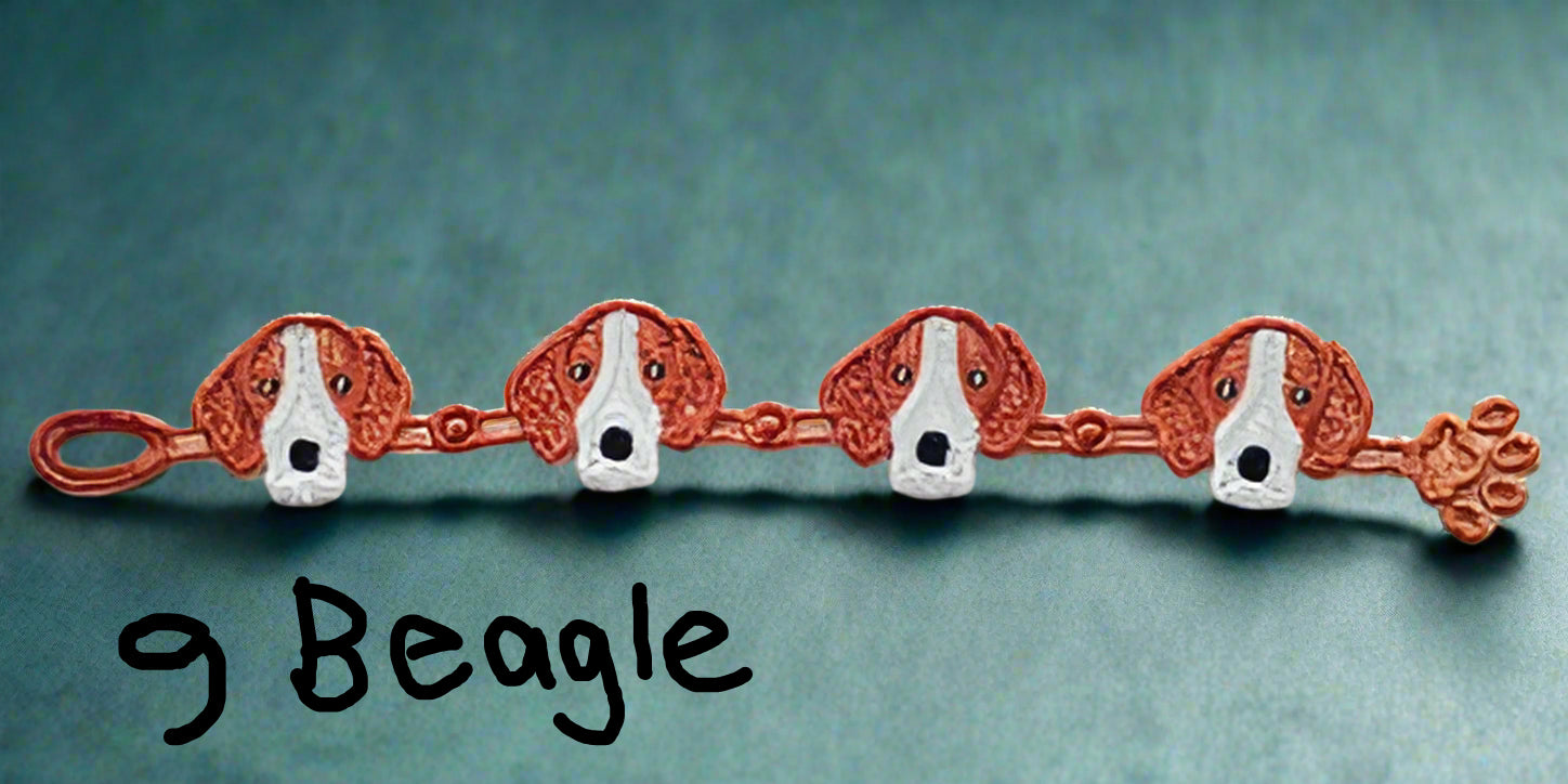 Lace bracelet of 4 beagles dogs made by Not Your Nana in Dunedin, New Zealand