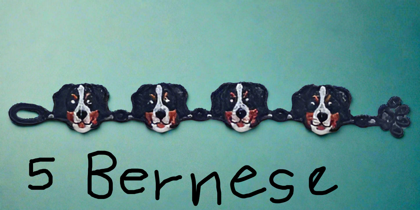 Lace bracelet  of 4 Bernese mountain dogs made by Not Your Nana in Dunedin, New Zealand