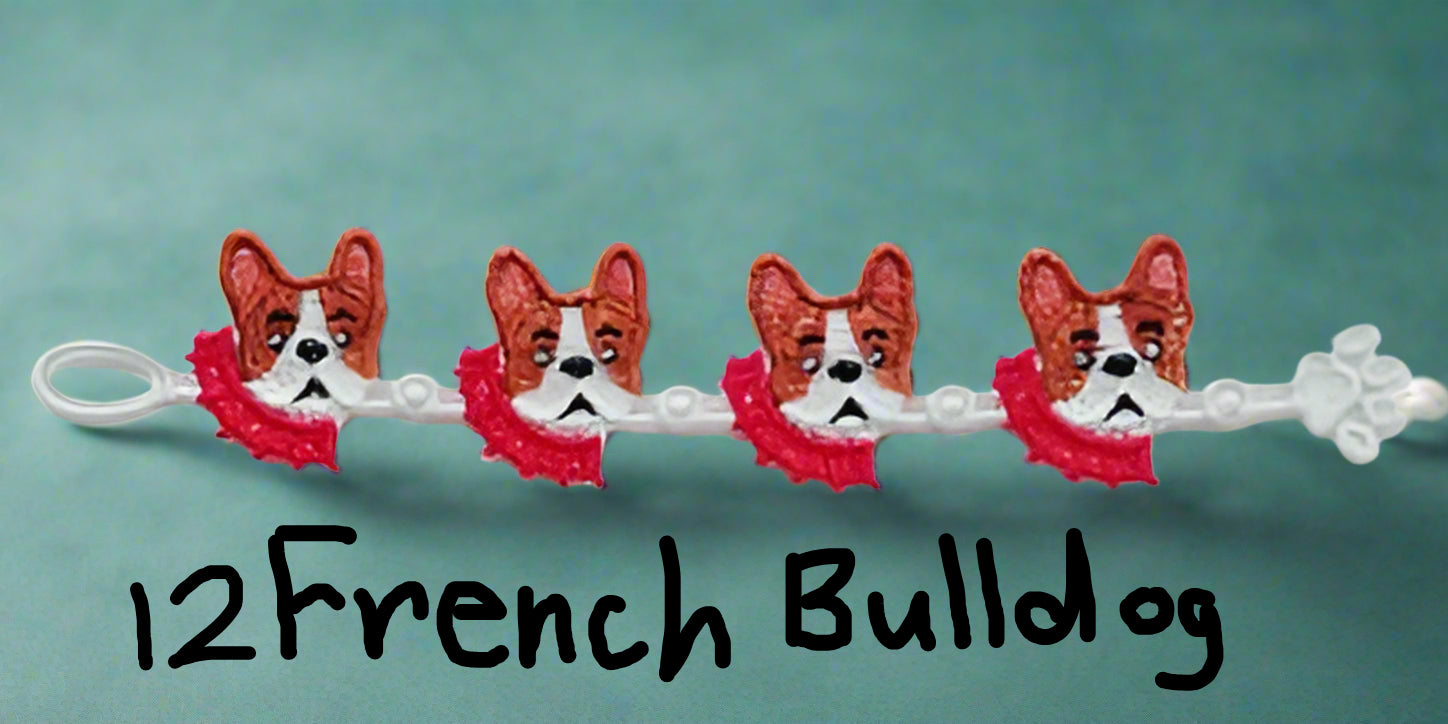Lace bracelet with 4 French bulldogs  made by Not Your Nana in Dunedin, New Zealand
