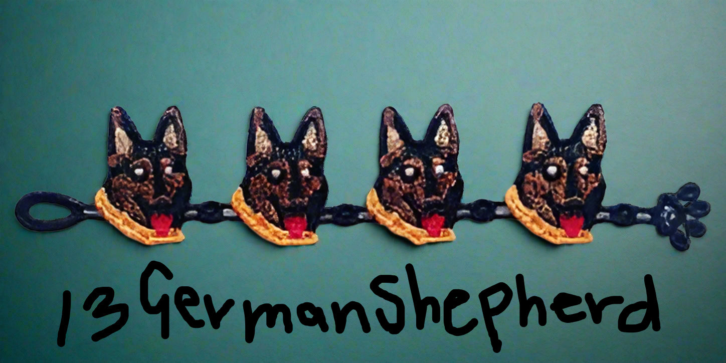Lace bracelet with 4 German Shepherd dogs made by Not Your Nana in Dunedin, New Zealand