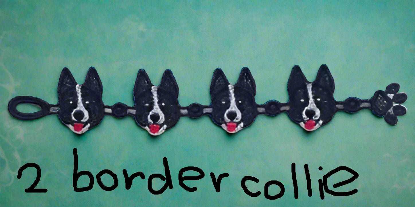 Lace bracelet with 4 collie dogs made by Not Your Nana in Dunedin, New Zealand