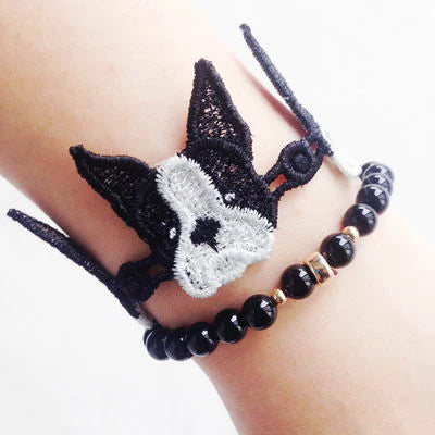 A collection of fifteen lace dog bracelets made by Not Your Nana in Dunedin, New Zealand