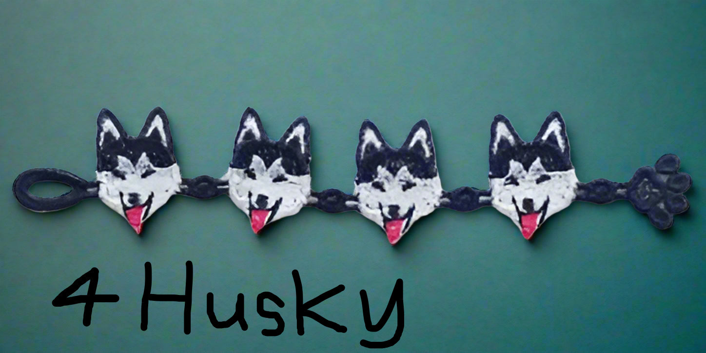 lace bracelet of 4 husky dogs made by Not Your Nana in Dunedin, New Zealand