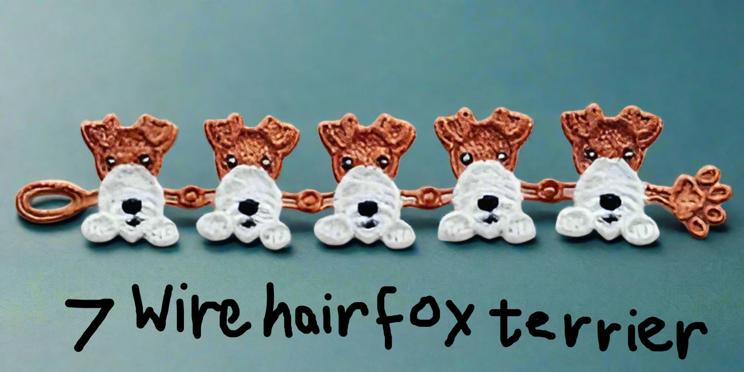 Decorative  lace bracelet of Wire Hair Terriers made by Not Your Nana in Dunedin, New Zealand