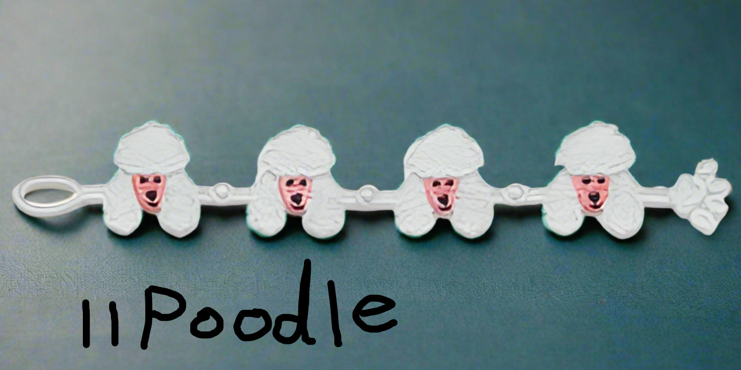 Lace bracelete of 4 poodles made by Not Your Nana in Dunedin, New Zealand
