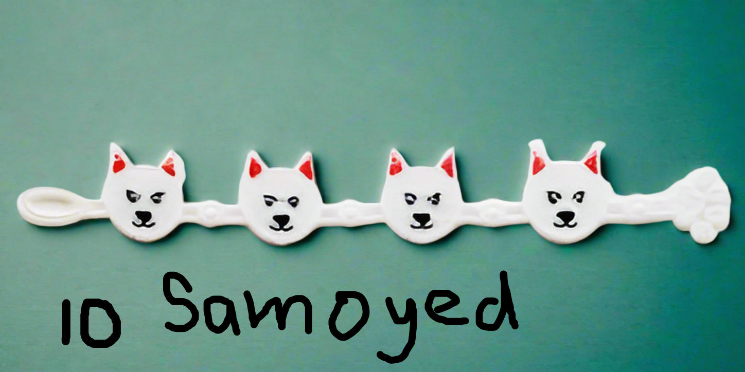 Lace bracelets with 4 Samoyeds dogs made by Not Your Nana in Dunedin, New Zealand