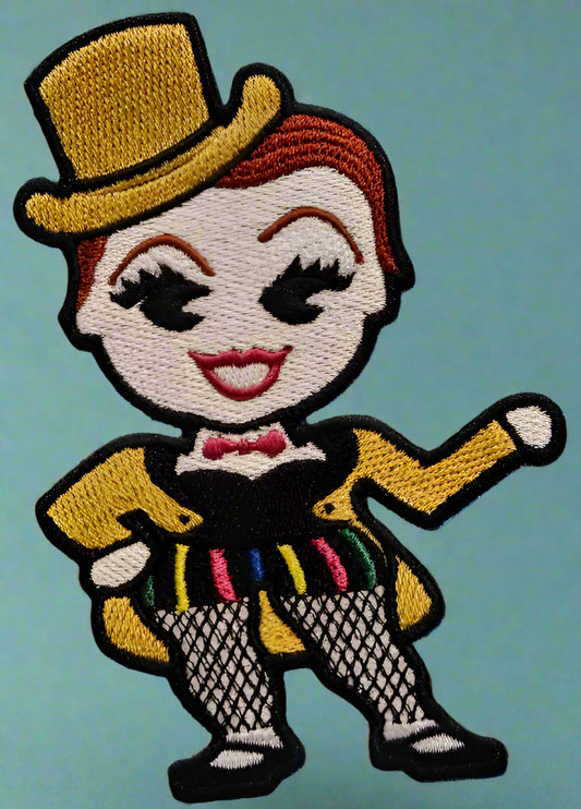 This patch is of Columbia, a character from Rocky horror picture show. Made by Not your nana in Dunedin, New Zealand.