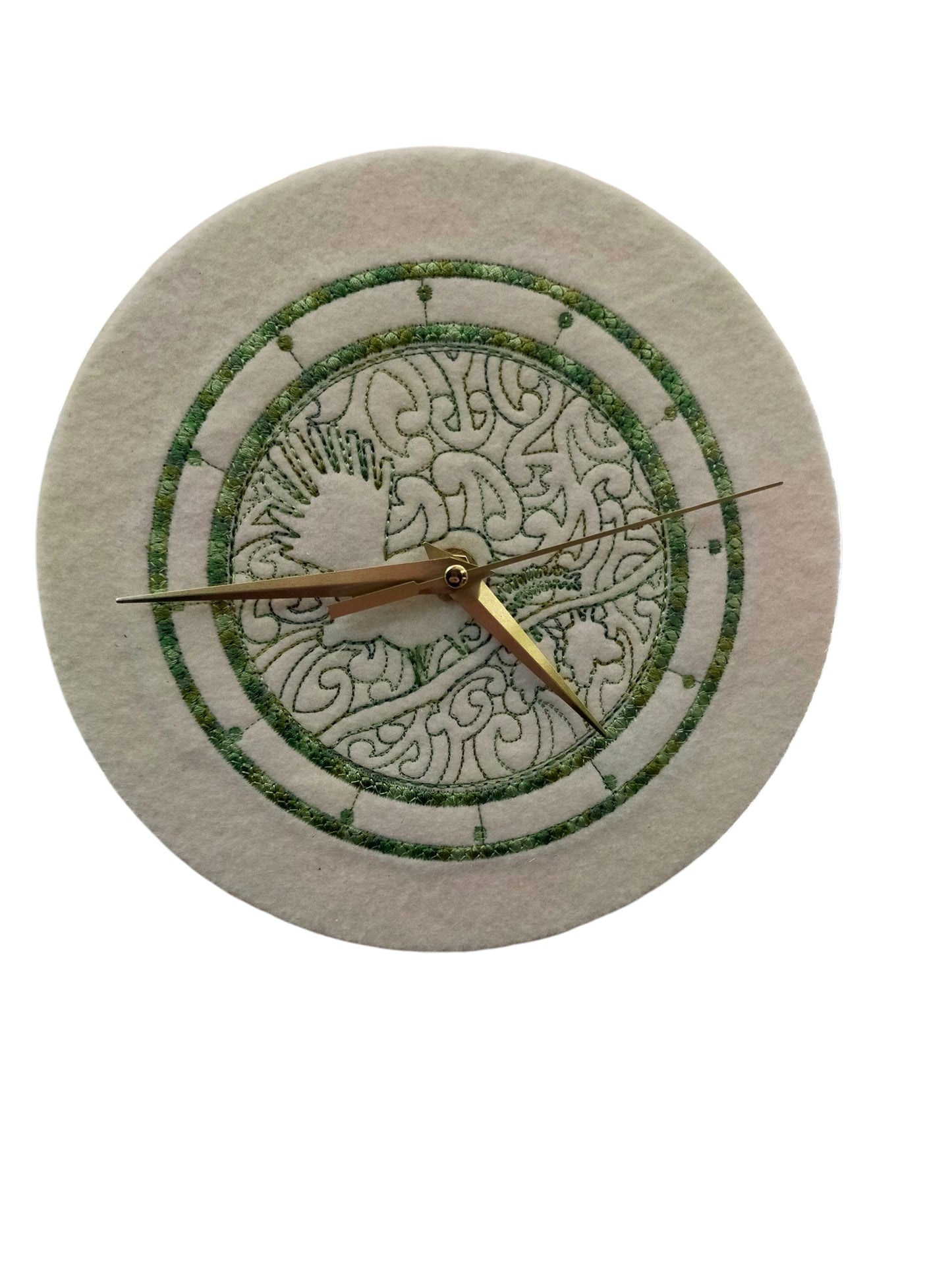 Fantail (Pīwakawaka) embroidered clock
