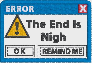 Embroidered patch with error message design on a grey background. Made by Not Your Nana in Dunedin, NZ