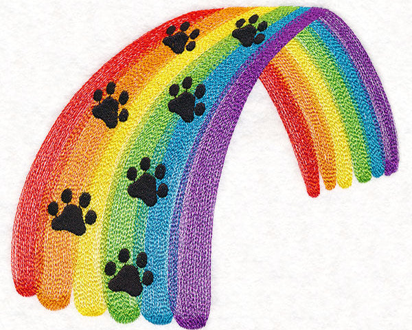 This is a rainbow with pawprints to signify the death of a pet. It is customisable with the name of the pet. Made in Dunedin, New Zealand by Not Your Nana