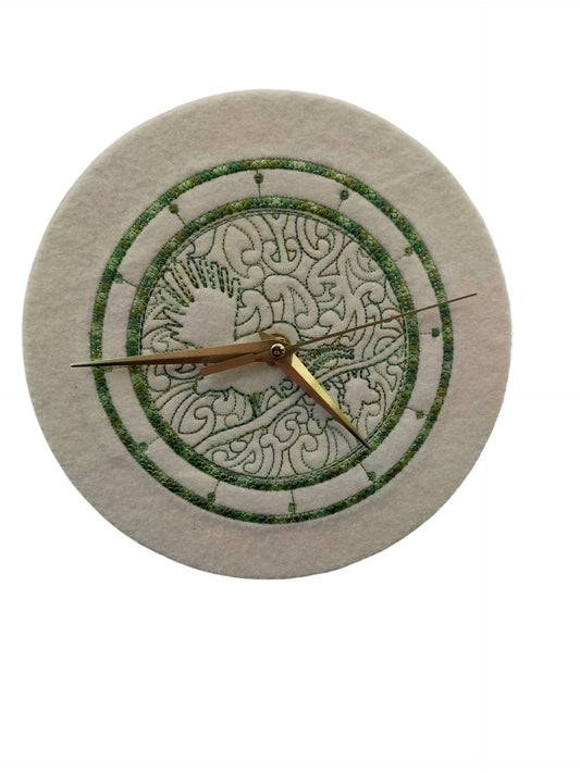 Fantail (Pīwakawaka) embroidered clock