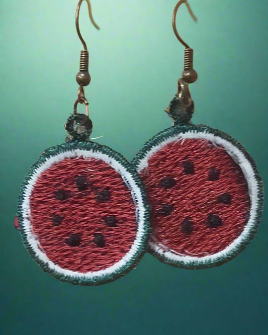 Watermelon-themed earrings 