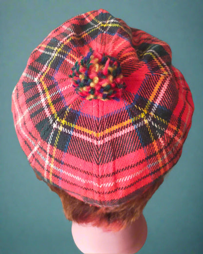 Vintage tartan Tam o' Shanter  golfing cap