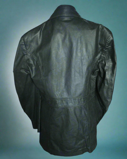 Long black leather jacket